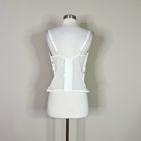 Vintage | 90s Secret Treasure White Satin Lace Mesh Back Corset Top Lingerie - Picture 6 of 10